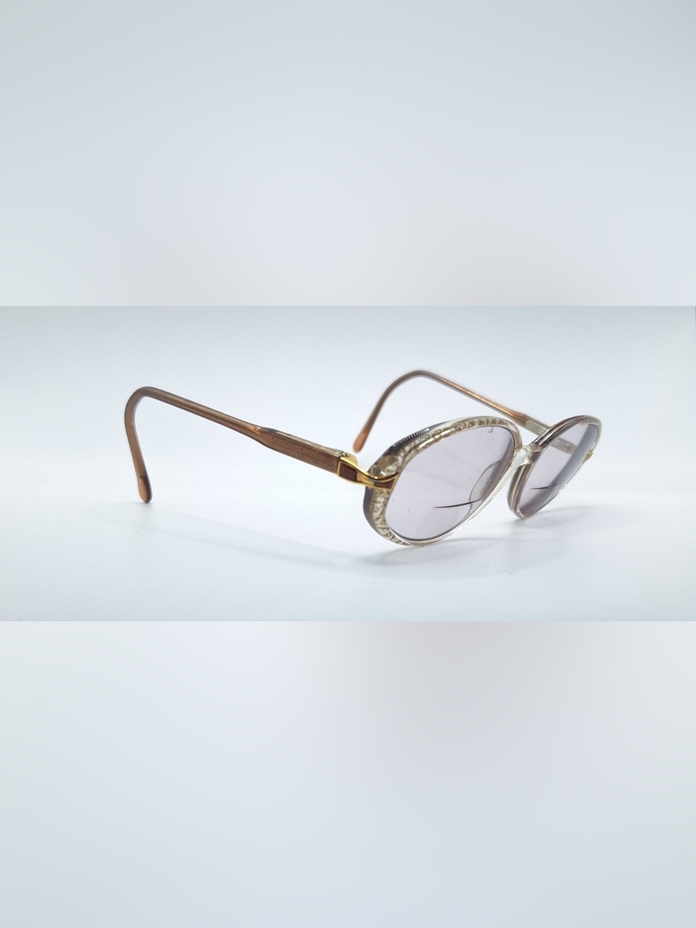 Vintage Luxottica Brown Translucent Oval Sunglasses Frames Only